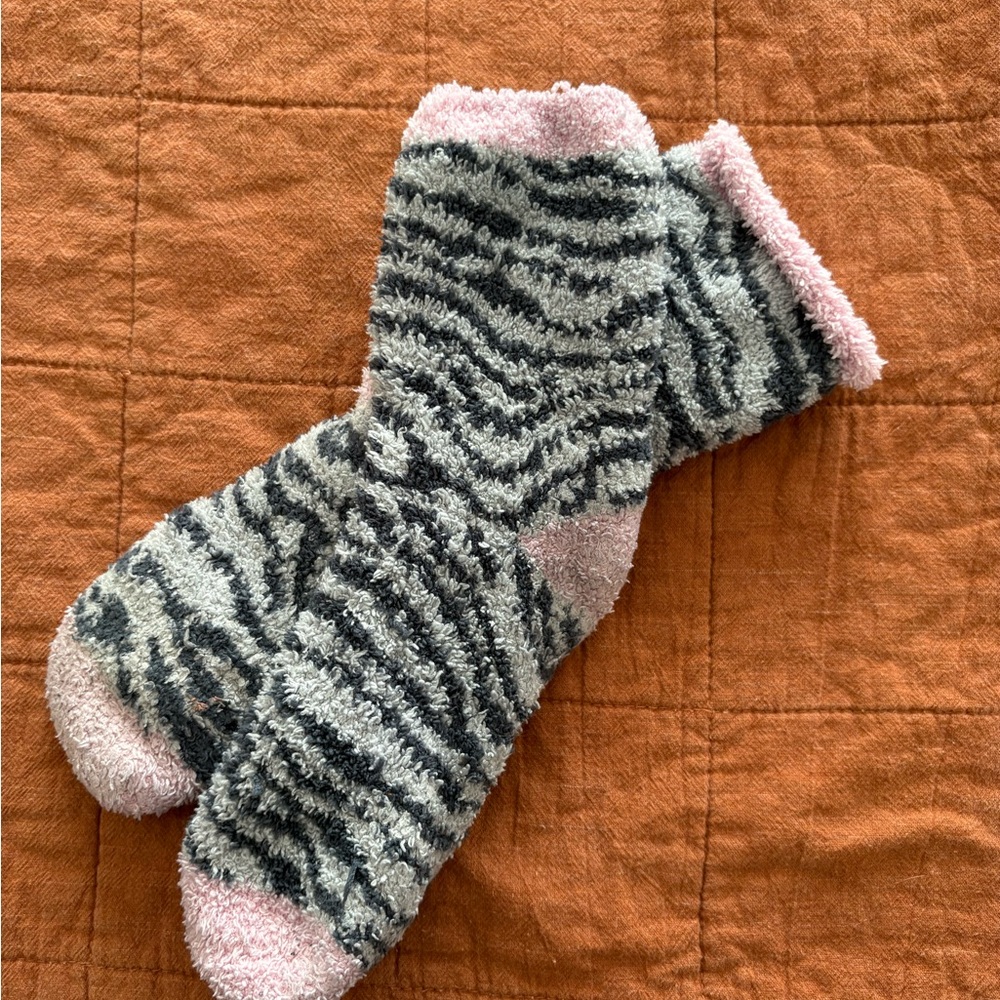 Cozy Zebra Print Fuzzy Socks